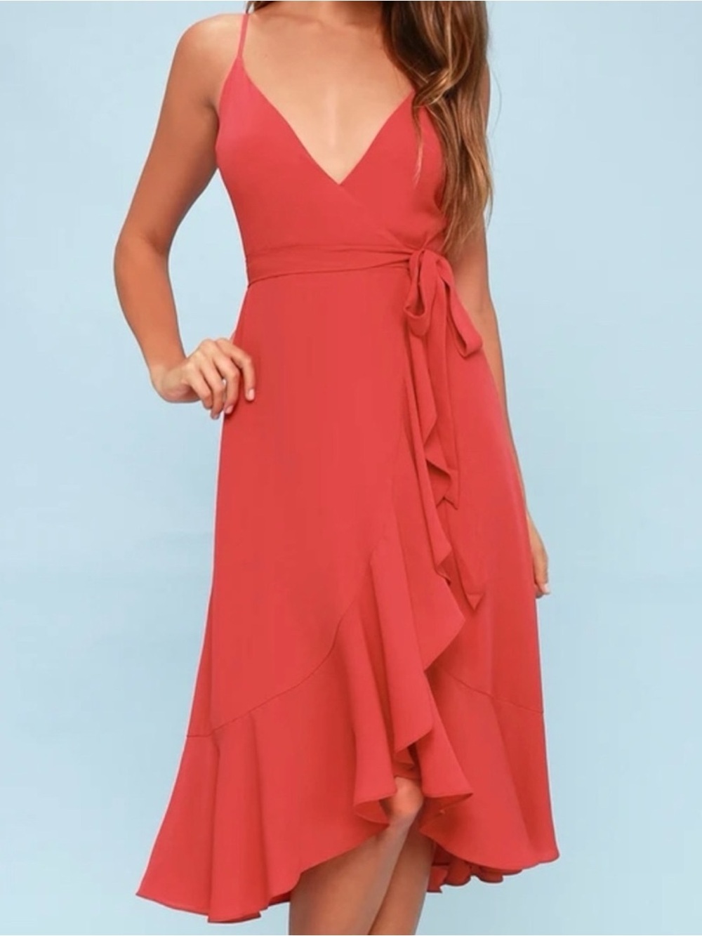 Lulus Manhattan Moment Berry Pink Ruffled Midi Wrap Dress XL